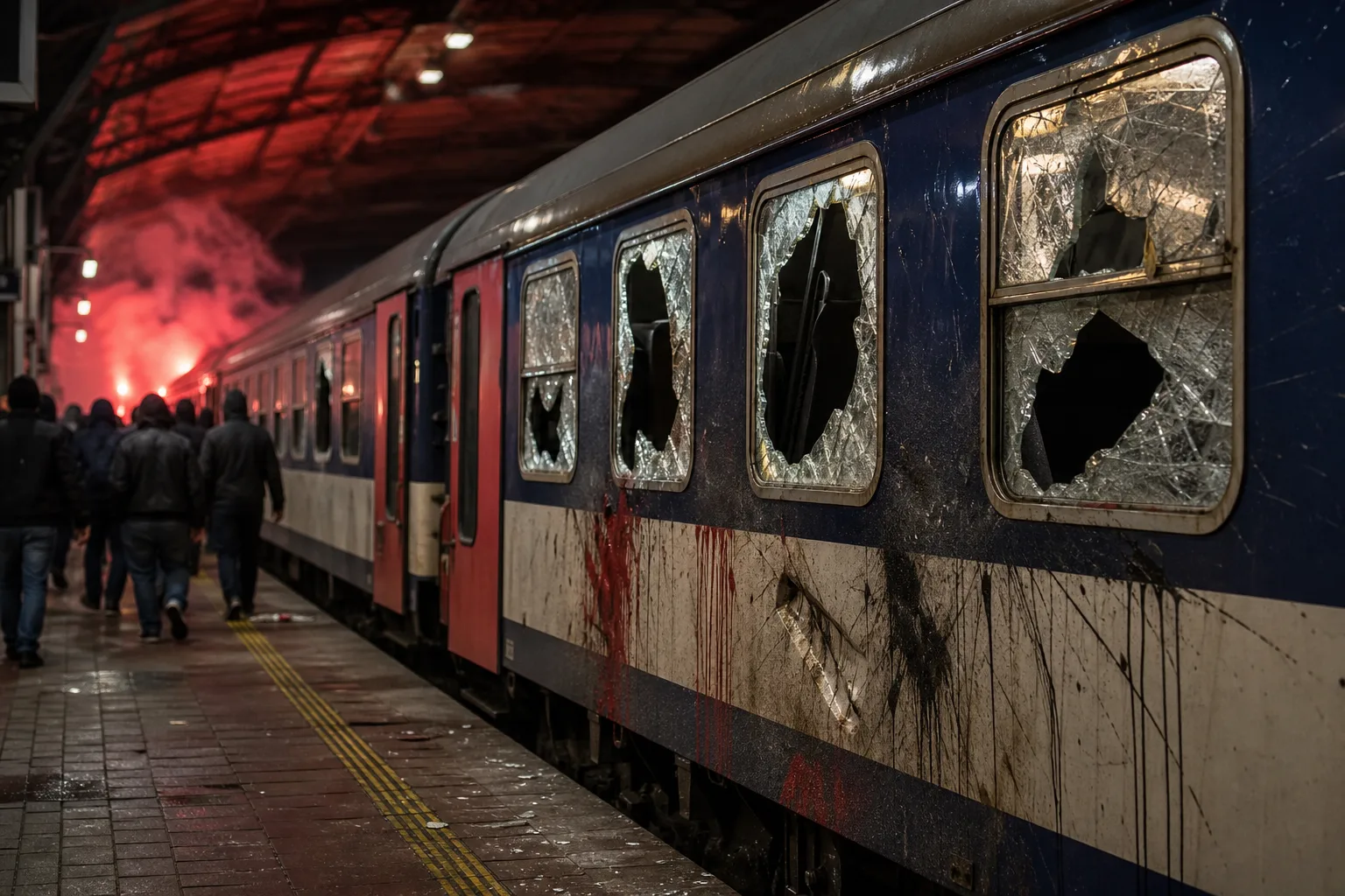 Fanúšikovia Brna poškodili vlak po prehre so Slaviou