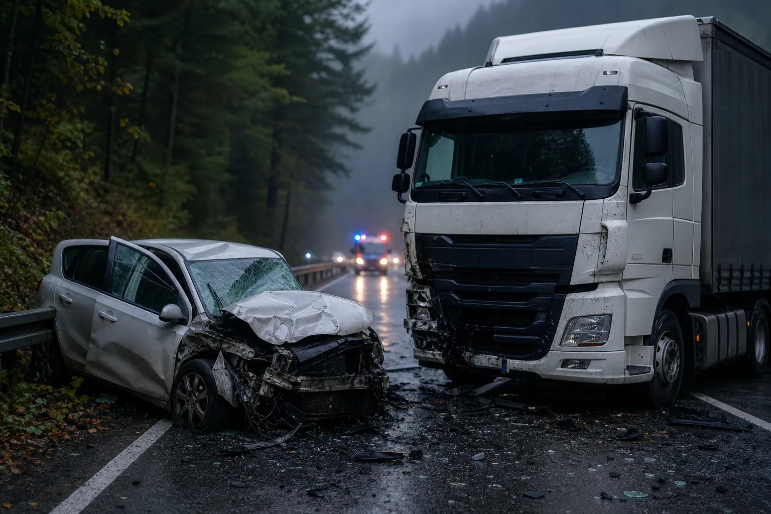 Tragická nehoda pri Turčianskych Tepliciach. Auto sa čelne zrazilo s kamiónom, vodič (†39) neprežil